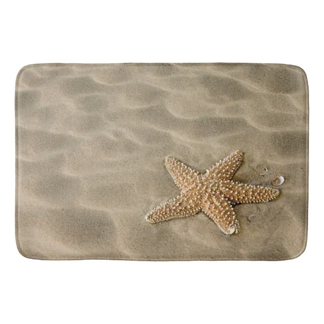 Soft Beach Sand with Starfish Door Mats Outdoor,Grey Bathroom Mat ,Solid Doormat for Entrance