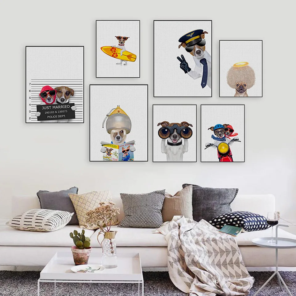 Kawaii-Fashion-Hippie-Animal-Cosplay-Dog-Pet-Poster-Nordic-Living-Room-Wall-Art-Print-Picture-Home