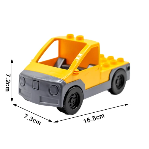 Мини-автомобили самолет большие строительные блоки автобус Перевозки грузовик фургон прицеп вертолет совместим Duplo городской автомобиль наборы игрушки подарок ребенку - Цвет: Engineering pick-up