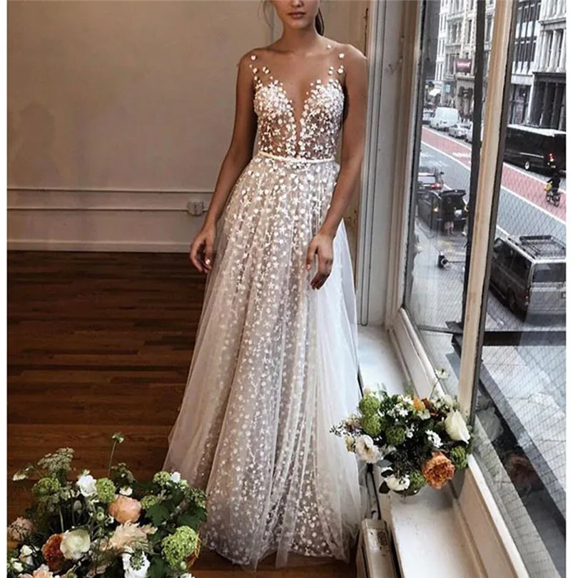  Women Summer Dress Boho Sexy V Neck Elegant Evening Party Sling Cross Wedding Casual Lace Dress Long Dresses #4A22 (4)