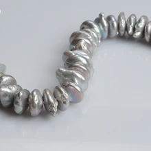Натуральный AA Серый Белый Кнопка пресноводный жемчуг 12-16 мм 15 дюймов DIY ожерелье браслет серьги оптом icnway