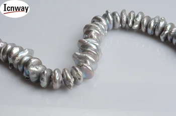 

Natural AA gray white button Freshwater Pearl 12-16mm 15inches DIY necklace bracelet earring Wholesale icnway