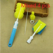 2/4 шт 360 градусов вращающаяся губка желтая детская соска щетка для младенцев Чистящая бутылочка для кормления щетка для младенцев очиститель соски