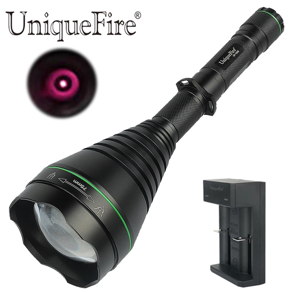 UniqueFire Ночное видение Инфракрасный фонарик UF-1508 ИК 850nm Перезаряжаемые 18650 Лампы Факел 3 режима T75 фонарик + Зарядное устройство