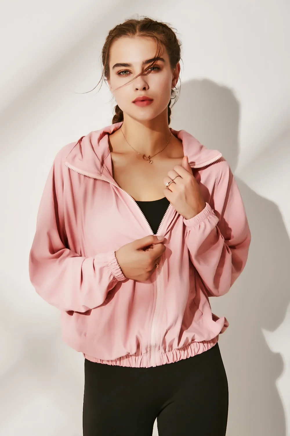 Womens Running Top Long Sleeve Sun Protection Jacket Sports Wear For Women Gym Quick Dry Breathable Hooded Zipper Coat (5)