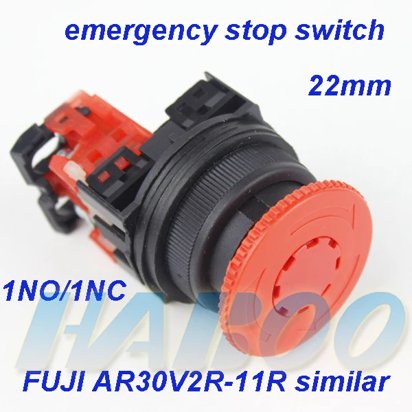 

1pcs packing dia.30mm red mushroom head 1NO/1NC contacts emergency stop push button switch 10A600V IP40 shipping free
