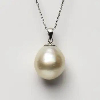 

Big 16*14mm Cream South Sea Cultured Pearl Pendant 925 Sterling Silv