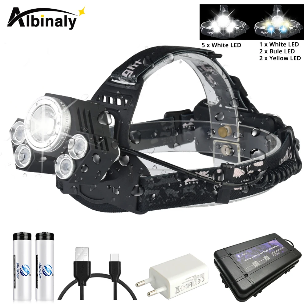 

Waterproof LED Headlamp rotating zoom waterproof headlights using anti-glare lens 3 light sources Suitable for fishing,etc