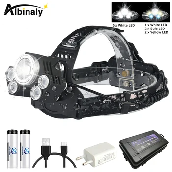 

Waterproof LED Headlamp rotating zoom waterproof headlights using anti-glare lens 3 light sources Suitable for fishing,etc