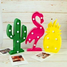 Nightlight Flamingo Pineapple Cactus Tree Home Decoration Crafts Accessorie Kids Room 3D Figurines Miniatures Photography props