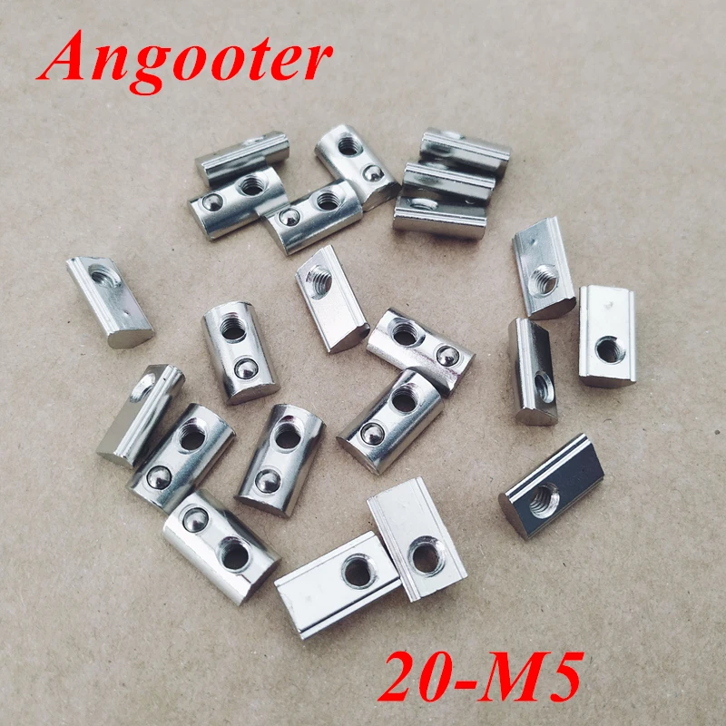 

100pcs M5 T Spring nut 20-M5 Half round Elasticity Nuts for 2020 Aluminum Profile Accessories Groove Slot 6