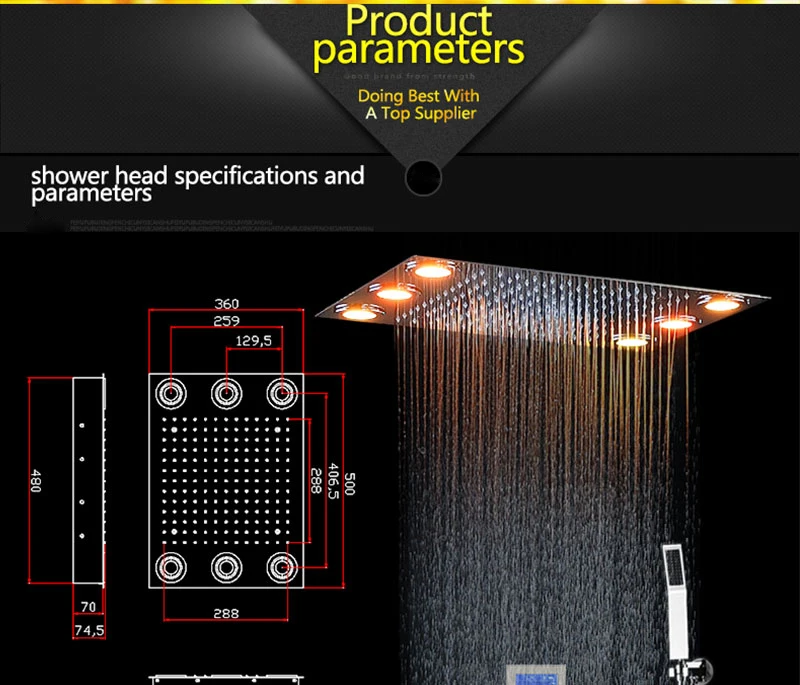 Digital Thermostatic Shower Set Controller Touch Control Panel Modern Luxury European Style SUS304 Rainfall Bathroom LedCeiling (11)
