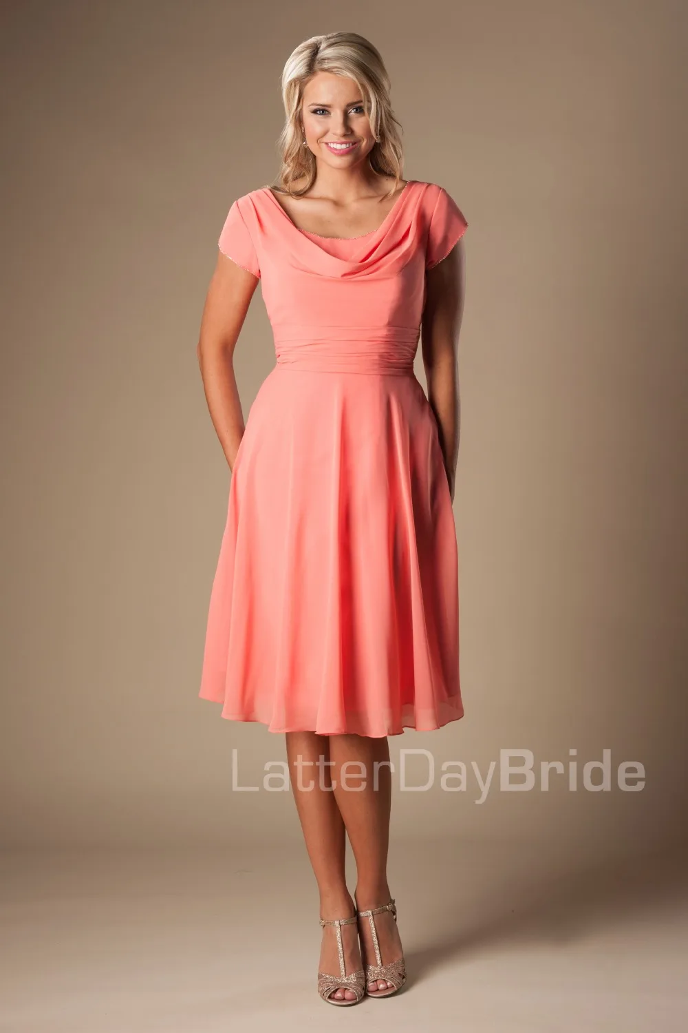 Casual Coral Chiffon Short Modest Bridesmaid Dresses With Cap Sleeves A  line Informal Beach Maids of Honor Dresses Custom Made|modest bridesmaid  dresses|bridesmaid dressesmaid of honor dresses - AliExpress