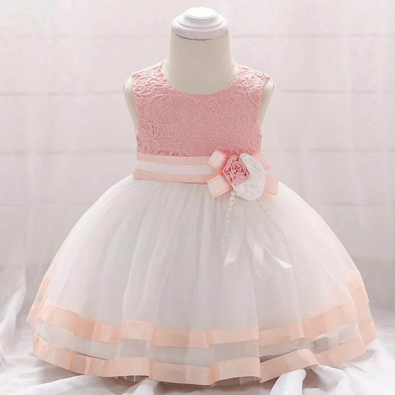 Новинка г.; Летние платья для маленьких девочек; вечерние и свадебные платья для крещения; Одежда для новорожденных девочек; платье принцессы для первого дня рождения - Цвет: Pink