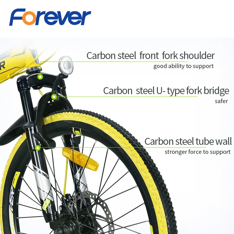 Flash Deal FOREVER Folding Mountain Bike High Carbon Steel Bicycle Student Adult Mechanical Disc Brake Road Bike Fold-away MTB 22in 7 Speed 2