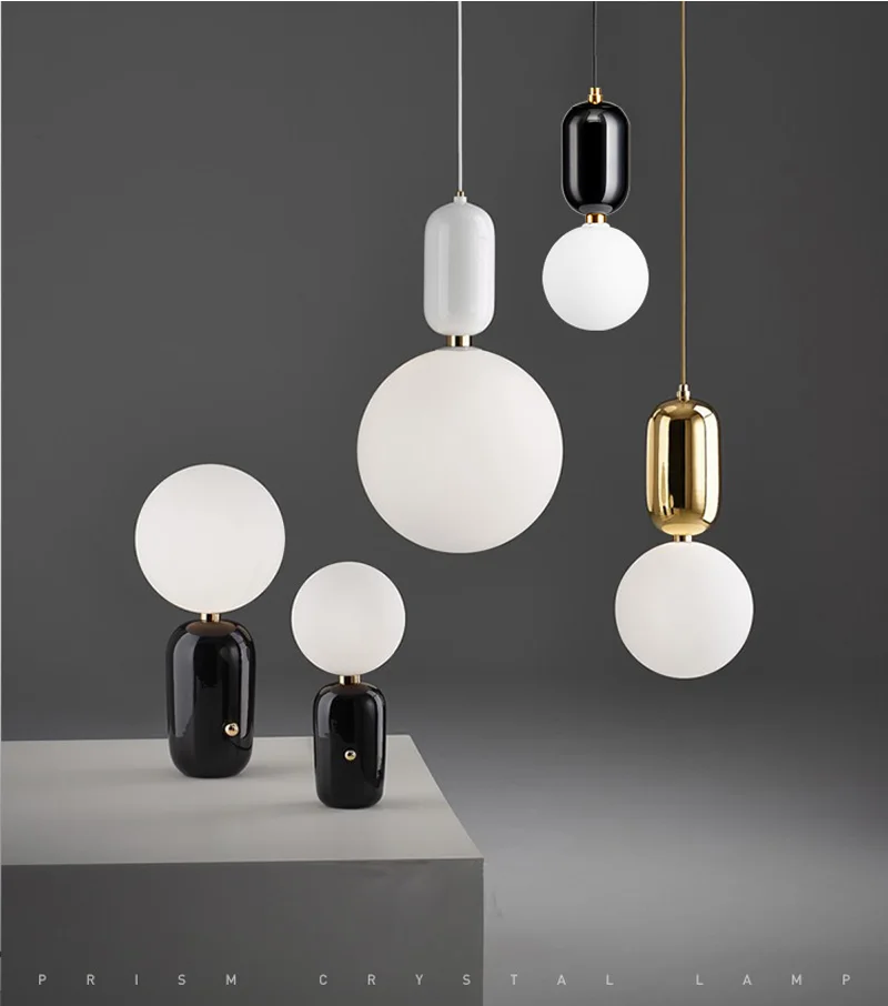 Phube Lighting LED Gold Pendant Light Modern Milk White Glass Pendant Light Lighting Lustre Free ...