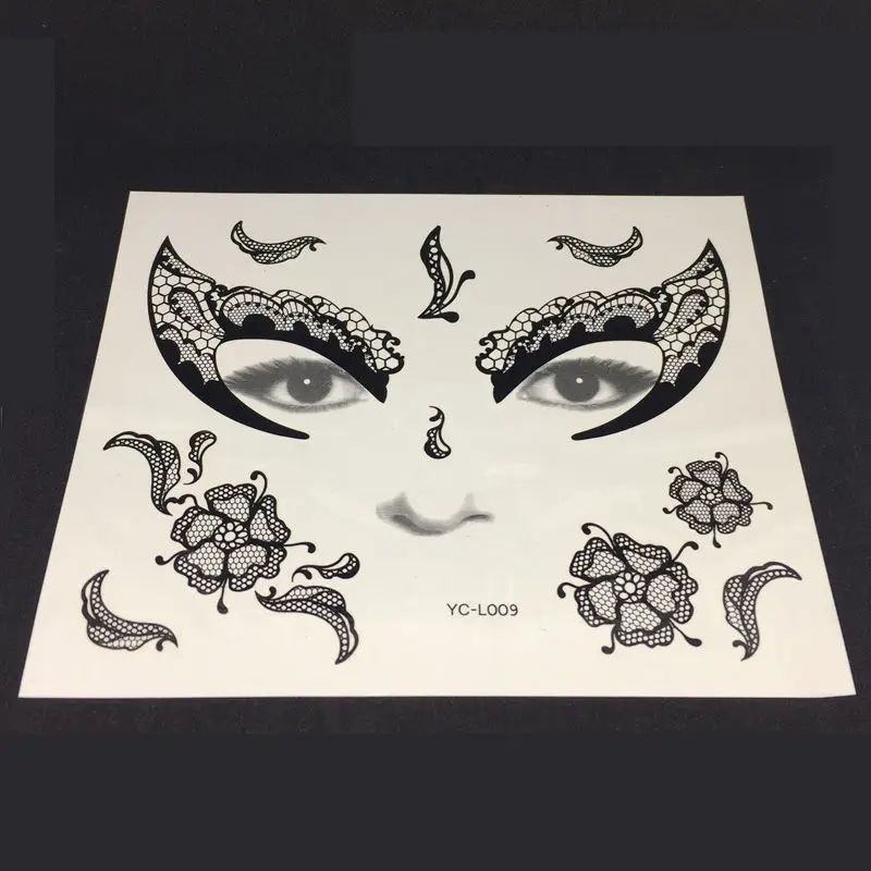 Mysterious Cosplay Halloween Frontal Horn Sticker Black Flower Face Hollow Out Lace Corner Of The Eye Tattoo Subsidies