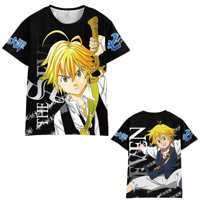 Семь смертных грехов грех дракона гнева Meliodas 3D печатная Футболка Косплей Костюм мужской женская летняя модная футболка футболки - Цвет: 2