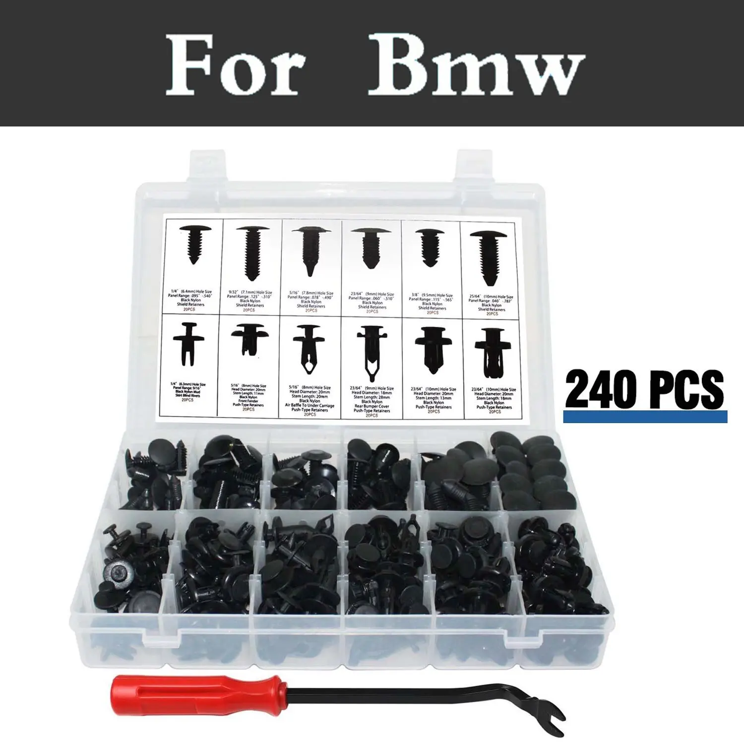 New 240pcs Bumper Auto Body Clips Push Retainer Kit Fits Rivets For Bmw E90 E60 E46 E36 F30 F10