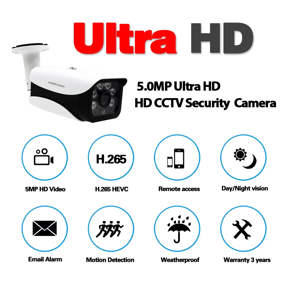  H.265 5MP AHD Camera Security Video Surveillance Outdoor Camera Weatherproof HD CCTV Camera 6*Array