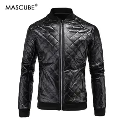 Mascube осень-зима высокое качество из мягкой искусственной кожи мужской Искусственная кожа куртка Для мужчин Повседневное толстые теплые