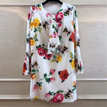 

Floral Print Dress Summer 2018 Elegant Long Butterfly Sleeve Dress Women Fashion Ruffle Mini Dress