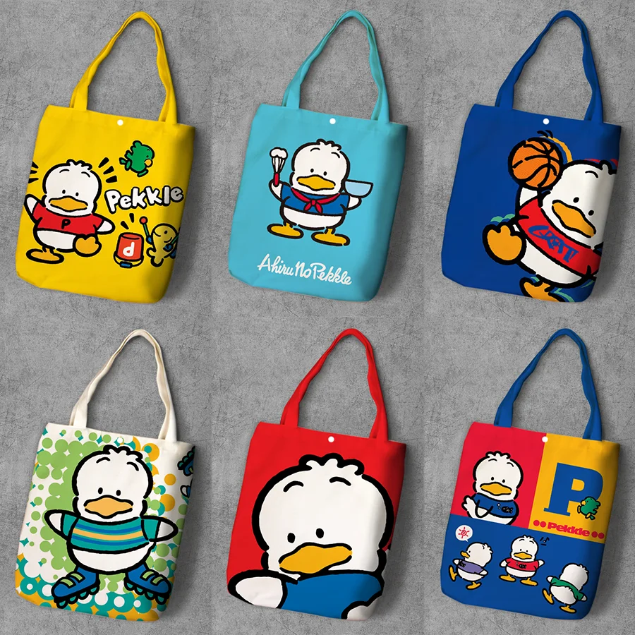

Funny Duck Cartoon Student Printed Canvas Shopping Backpack Large Capacity Anime Tote Bag Fashion Ladies Casual Shoulder Bags