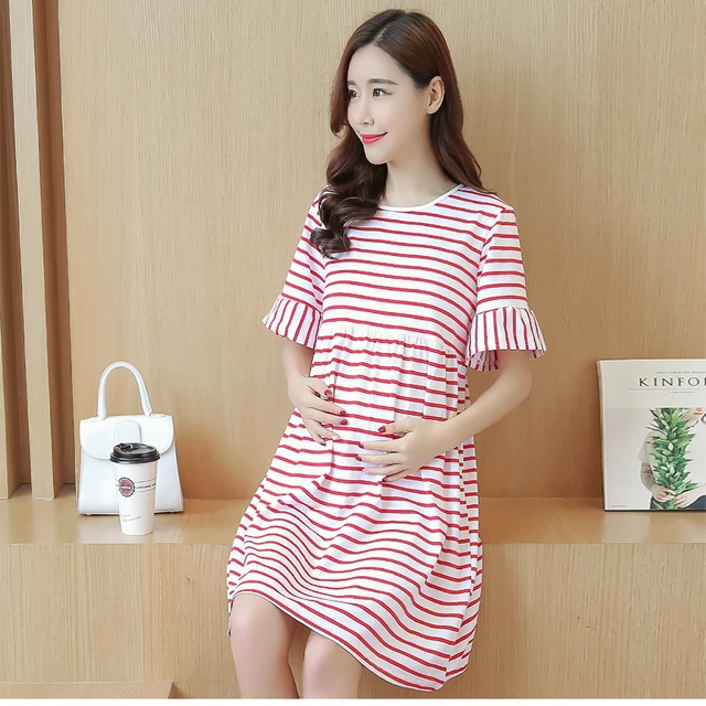 Best Ing Maternity Clothes Stripe Pregnant Dress Summer Loose Best Ing Maternity Clothes Stripe Pregnant Dress Summer Loose Pregnancy Clothing O Neck Women