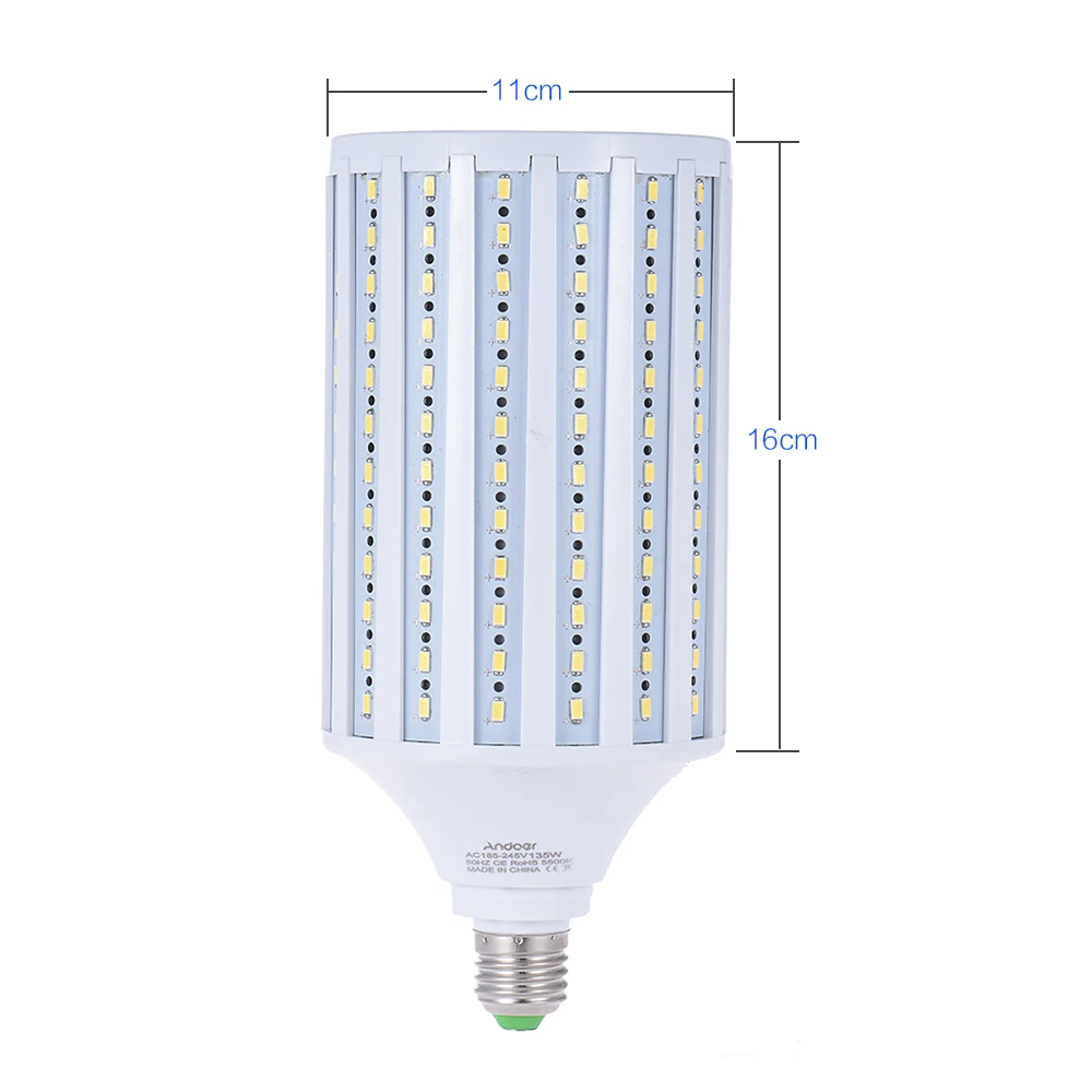 Andoer фотостудия фотография 135W LED кукурузная лампа 216 бисера 5500K E27