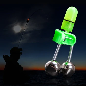 

LED Fishing Rod Bite Alarm Bell Luminous Night Fishing Sea Fishing Rod Accessories LED Light Twin Bells Ring Fish Alarmll #0823