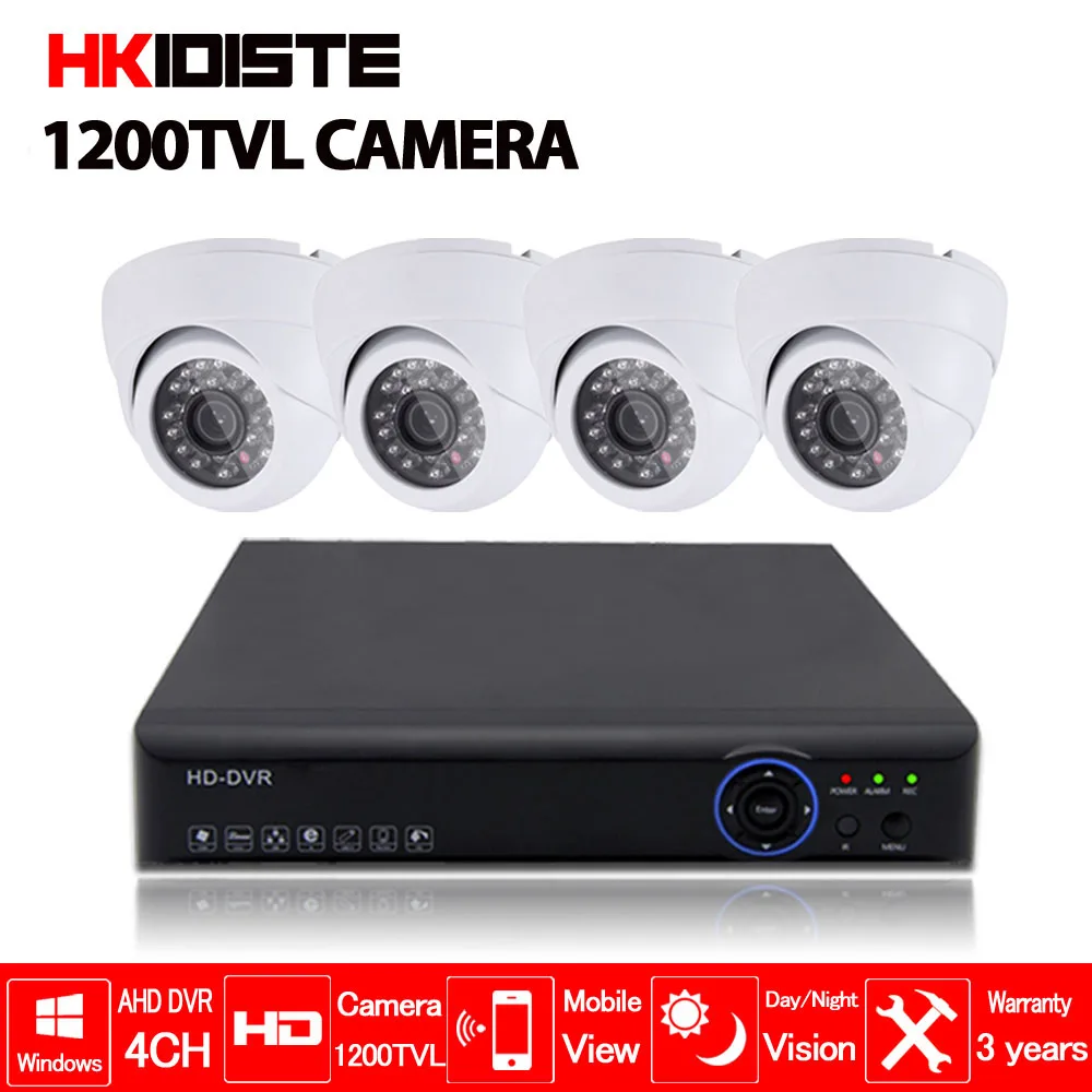4CH CCTV System 1080P HDMI AHD 4CH CCTV DVR 4PCS 1.0 MP IR indoor Security Camera 1200 TVL cctv Camera Surveillance System