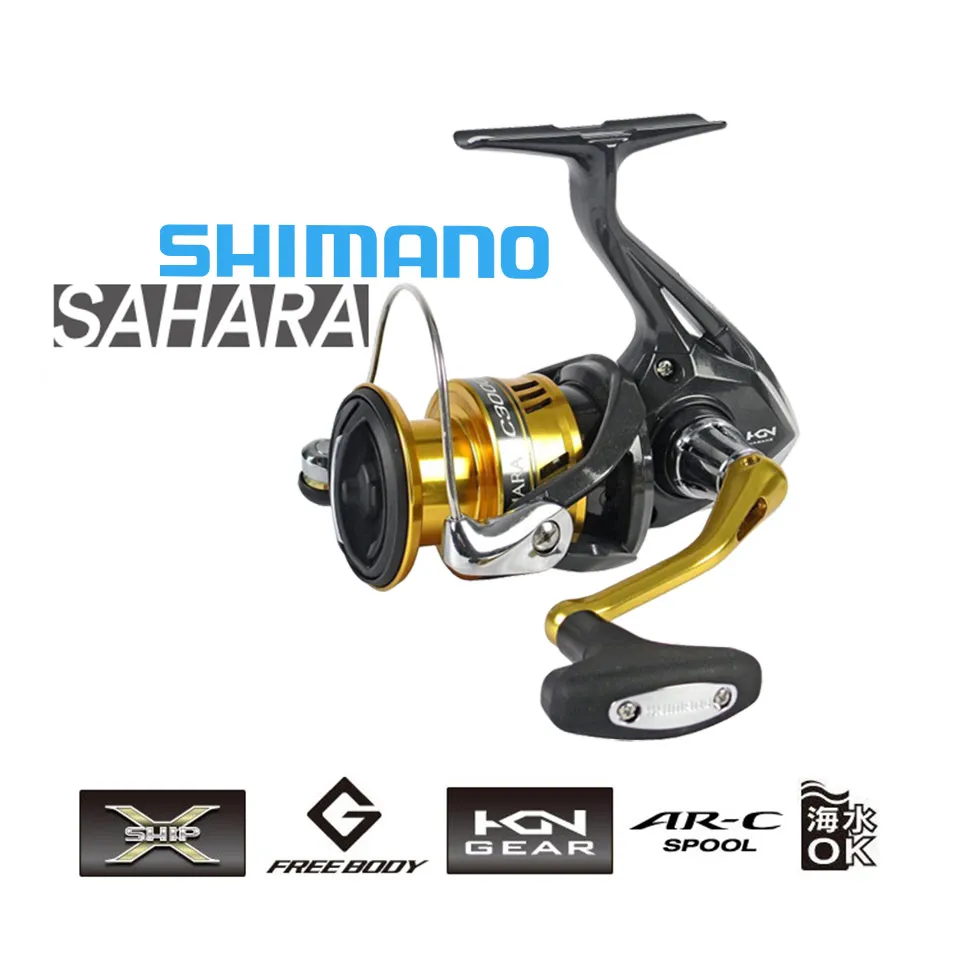 Carretilhas de Pesca 4 plus 1bb Shimano Sahara fi Spinning Reel Fishing 1000 2500 C300 Maior Carretel Capacidade Max 11 kg Arrastar x o Navio Saltewater 5 capacidade de carretel max 11kg arrastar x-navio saltewater carretel de pesca