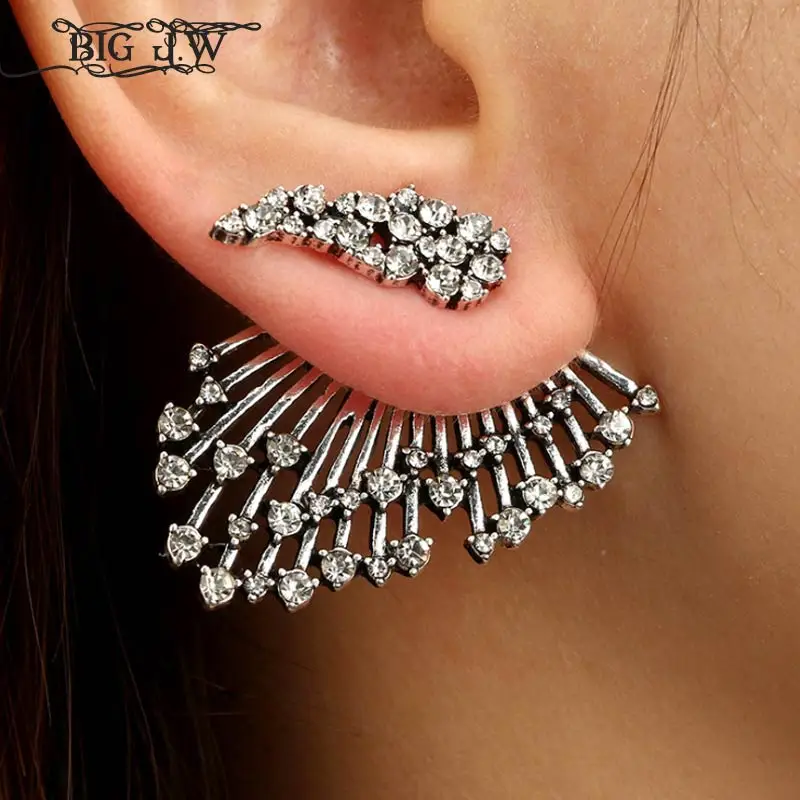 

Big J.W 1Pc Personalized Statement Big Stud Earrings Single Crystal Detachable Earrings Fashion Jewelry Womens Decoration