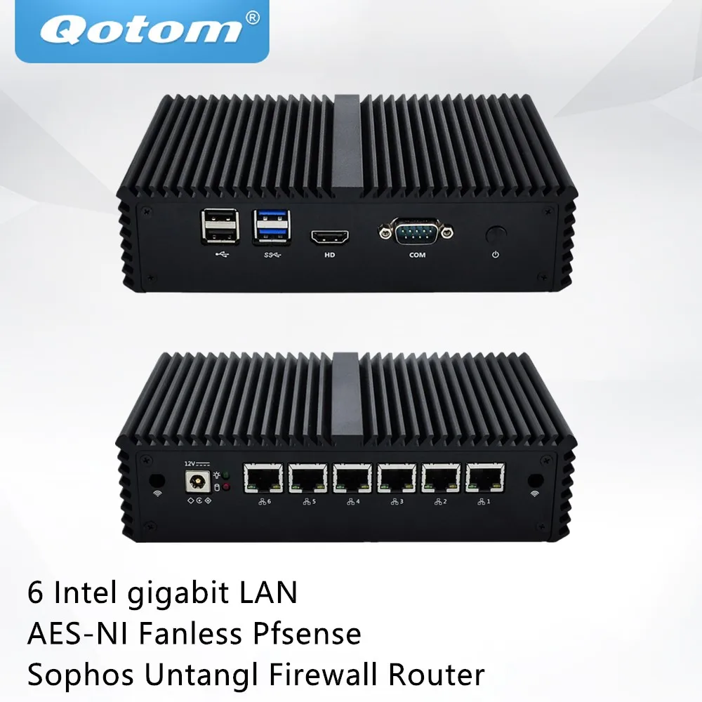 QOTOM i3 i5 7th Kaby Lake CPU безвентиляторный мини ПК Q535G6 Q555G6 с ядром 7100U 7200U 6 гигабитный NIC