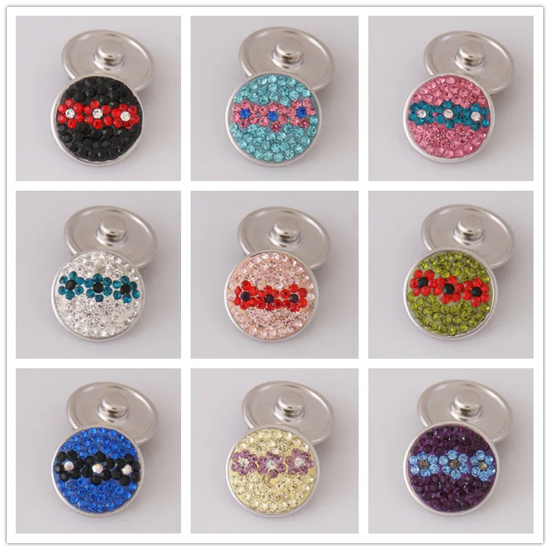 

Beauty 3 Flowers Round 18MM Rhinestone&clay manual snap buttons Shambala snap buttons fit DIY 18mm snap jewelry