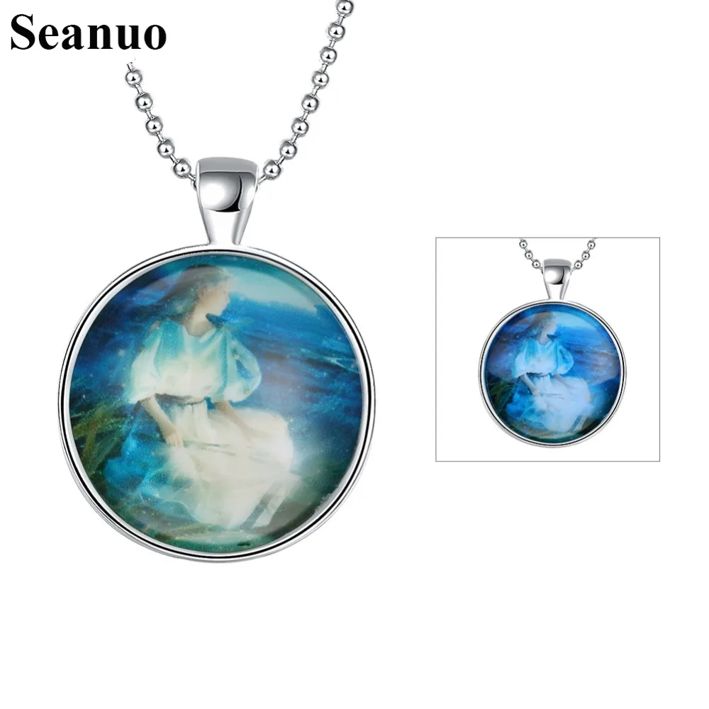 Blue Glass Pendant Necklace Blue Glass Pendant Necklace