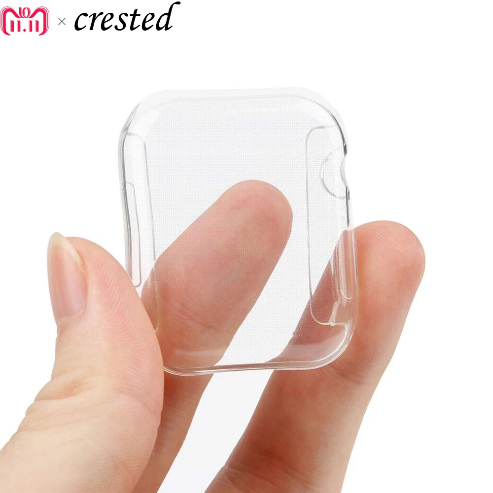 CRESTED Full protector cover For 40mm/44mm apple watch case iwatch 42mm/38mm series 4 3 2 1 All-around Ultra-thin Clear frame