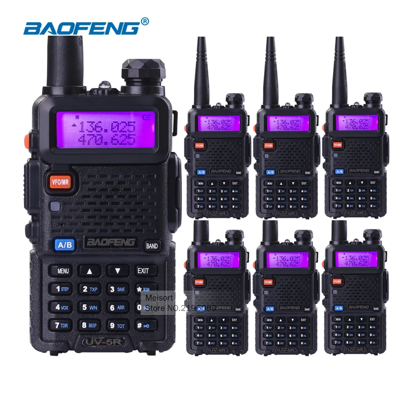 

6pcs BAOFENG Walkie Talkie BaoFeng UV-5R 5W Dual Band VHF UHF Two Way Communication Business Mobile Radio Headset+Battery