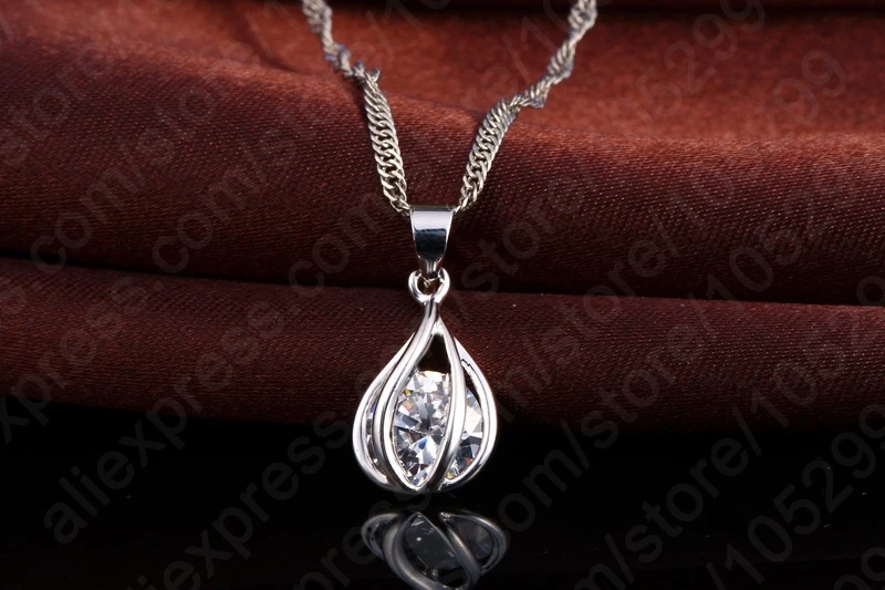Свадебные Ювелирные наборы ожерелье серьги 925 пробы серебро для женщин Благородный Кулон кубический цирконий Лидер продаж