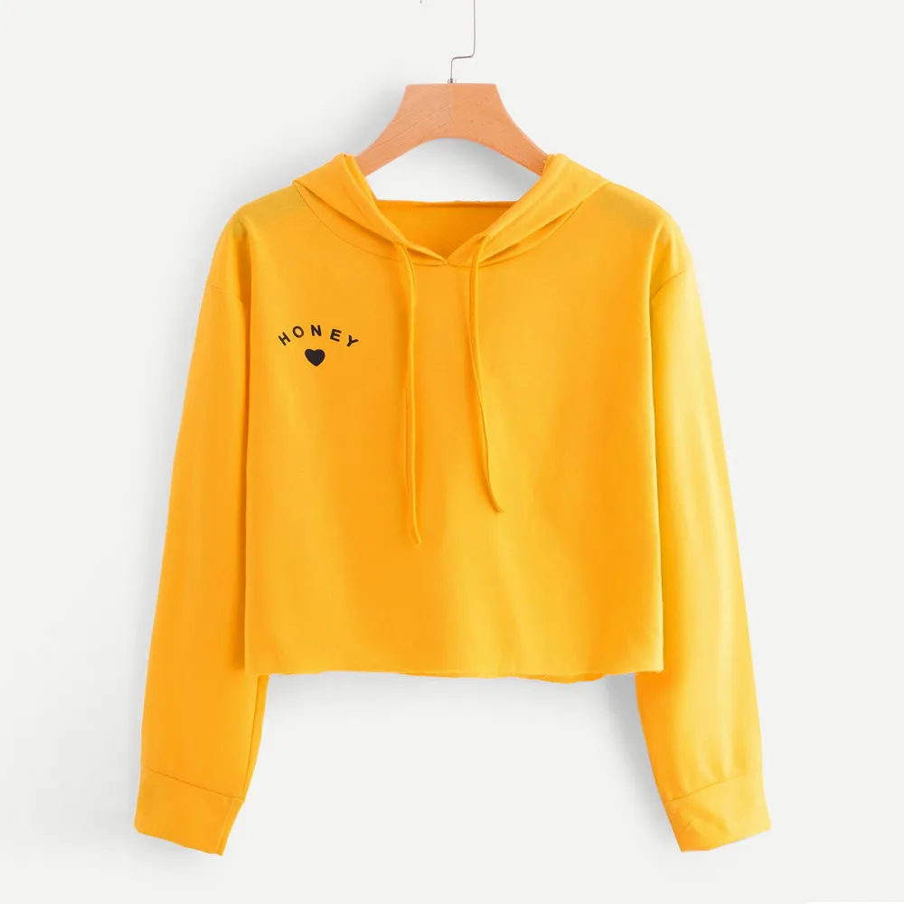 

Womens Long Sleeve Solid Color Letter Round Neck Hooded Sweatshirt Blouse Tops tunique femme grande taille women blouse 2019 new