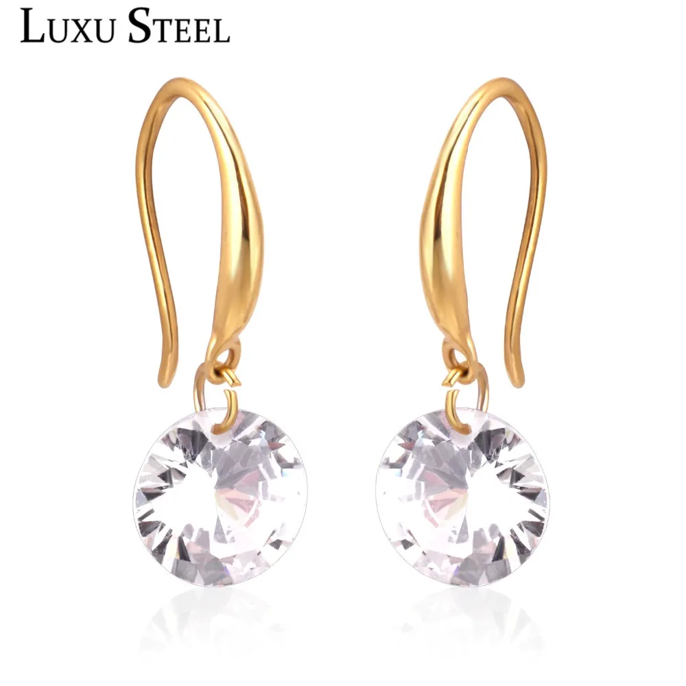 Круглые серьги LUXUSTEEL из 2020 фианита подвески нержавеющей стали