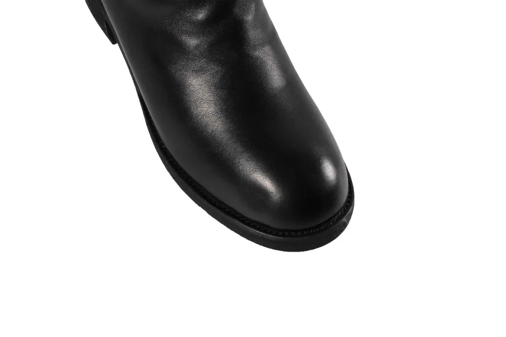 2018 Moutons Cuir Européen Lenkisen Genou L6 En Bottes Couleur Magnifique Med Thunky Talons Noir Bout D'hiver Au Rond Style Garder Chaud haute 3A4jc5RLq