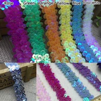 

5 Yard/lot New elastic paillette ribbon laciness beads embroidery lace trim lace fabric diy clothes accessories