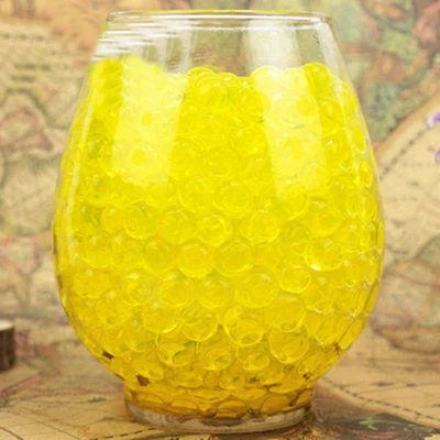

100Pcs/lot Yellow Pearl shaped Crystal Soil Orbiz Growing Bulbs Water Beads Mud Magic Jelly balls wedding Home Decor