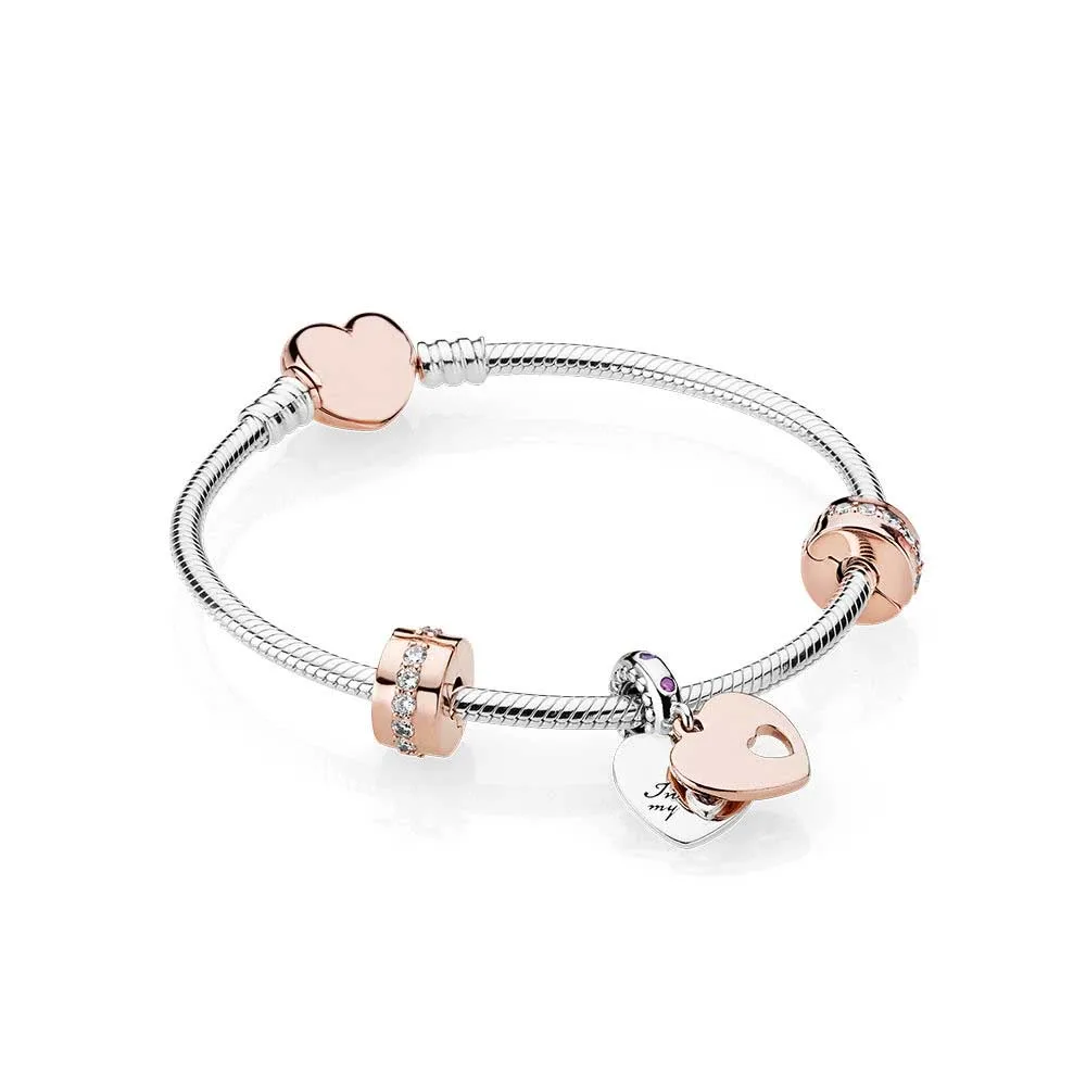 

DERMSPE Charm Pando 925 Sterling Silver PART OF MY HEART SET Fit DIY Bracelet FREE Send Original Box Women Design Gifts