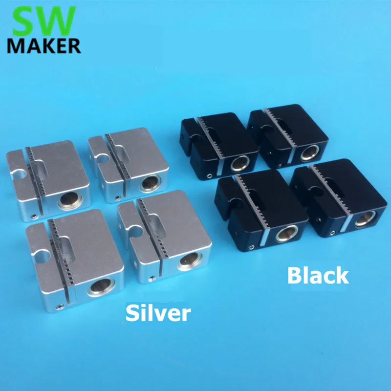 

SWMAKER 4pcs Ultimaker 2 aluminum cross slider + synchronous belt buckle UM2 3D printer parts black/silver 8MM light shaft