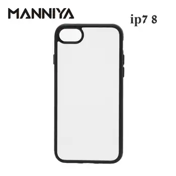 MANNIYA 2D Sublimation Blank rubber TPU+PC Case for iphone 7 8 with Aluminum Inserts and tape Free Shipping! 50pcs/lot