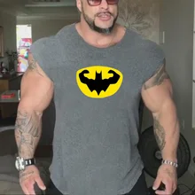 Мужской летний жилет без рукавов с принтом хлопок майка, одежда Бодибилдинг майка Фитнес Майка