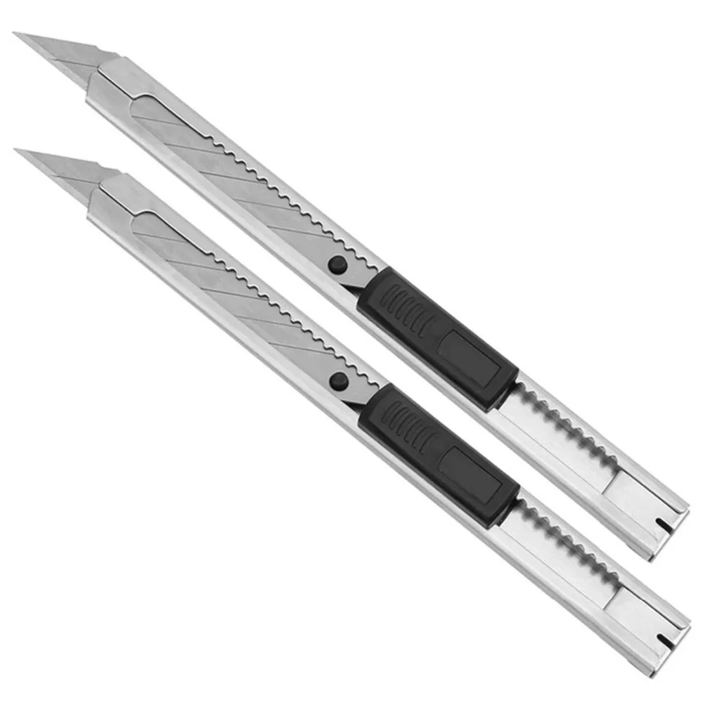 

CNGZSY 2pcs Retractable Stainless Steel Art Knife 3D Carbon Fiber Film Cutting Automobile Vinyl Cutter & 9mm Snap Off Blade 2E02