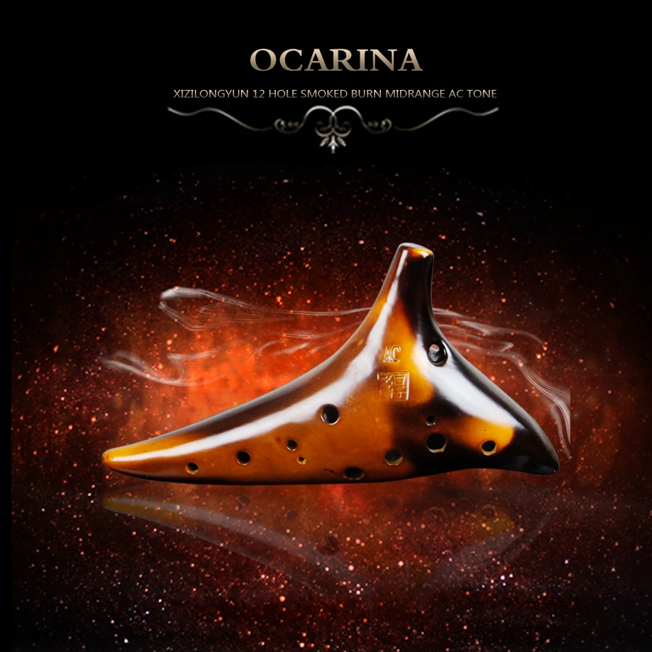 12 отверстий ocarina flute из глины AC Flute Instrument Ocarina Ceramic Alto Bag 3 цвета подарок|Губная